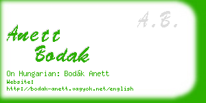anett bodak business card